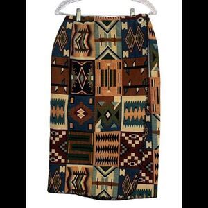 NOS Millers Harness Kenny Rogers Western Tribal Tapestry Pencil Wrap Skirt Sz M